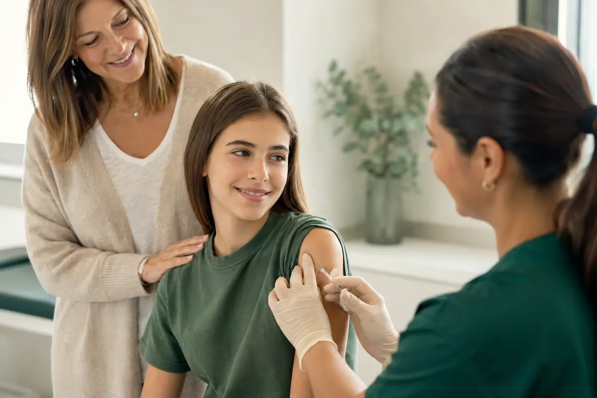 Ragazza che riceve il vaccino contro l'HPV.